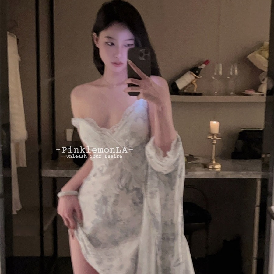 【白月光】浪漫女神蕾丝透视轻 纱睡裙