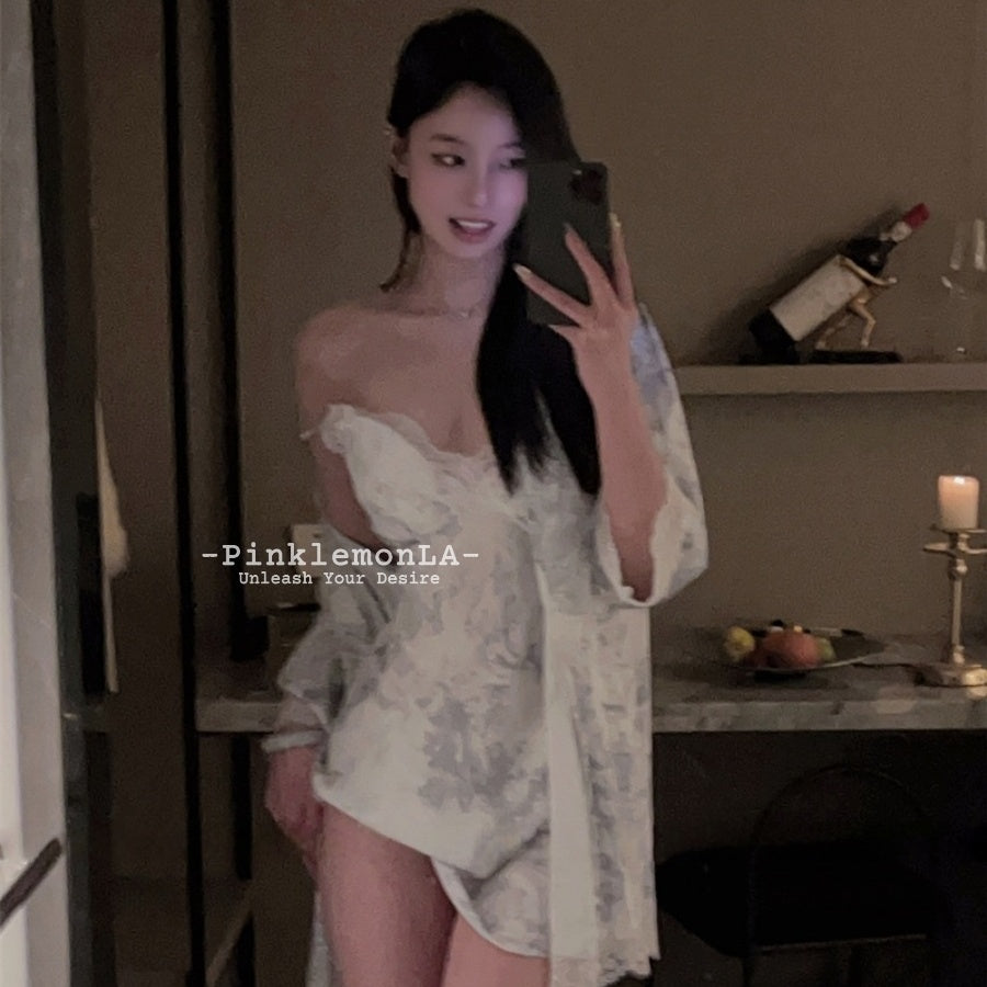 【白月光】浪漫女神蕾丝透视轻 纱睡裙