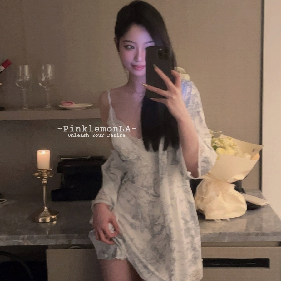 【白月光】浪漫女神蕾丝透视轻 纱睡裙