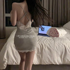 【恋夏】纯欲风蕾丝美背睡裙 交又绑带修饰完美曲线
